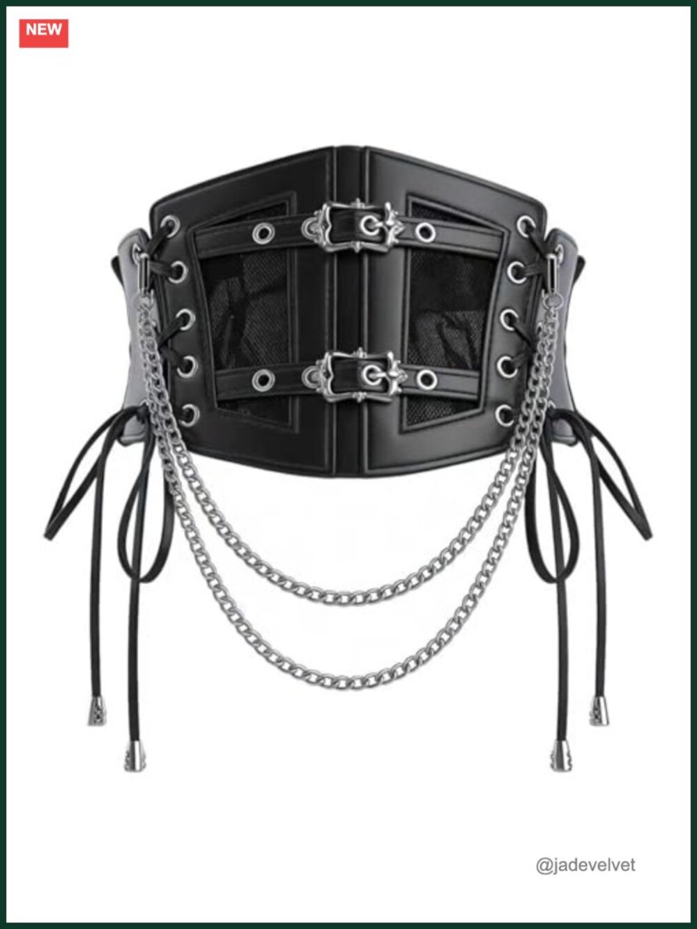 Elastic Underbust Corset Belt PU Leather Lace-up Waist Belt for Cosplay